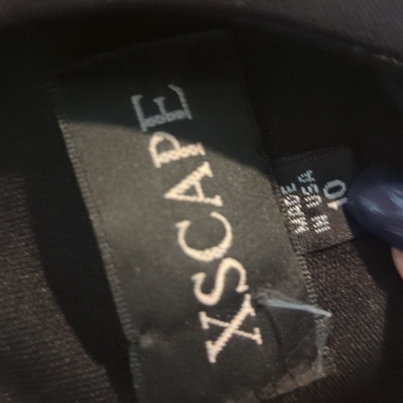 XSCAPE black knit party long sleeve sexy dress with white and clear beads sz 10 - Picture 10 of 11